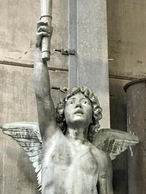 BIG ZINC NAKED BOY STATUE 