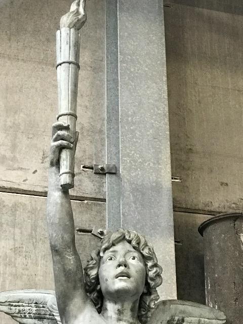 BIG ZINC NAKED BOY STATUE 