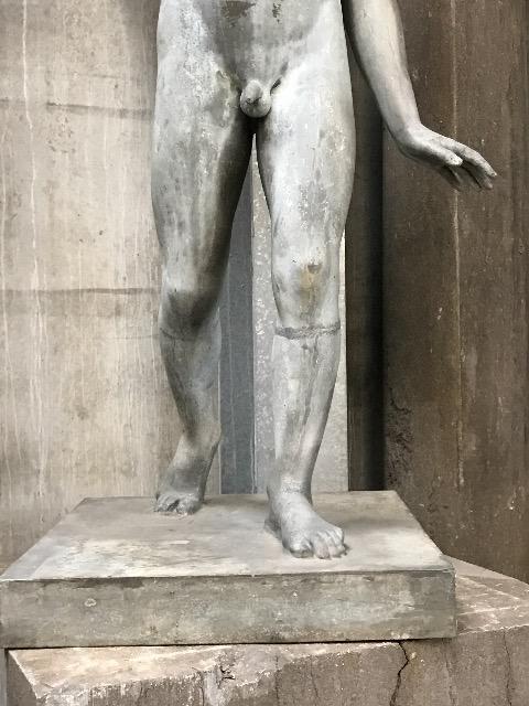 BIG ZINC NAKED BOY STATUE 
