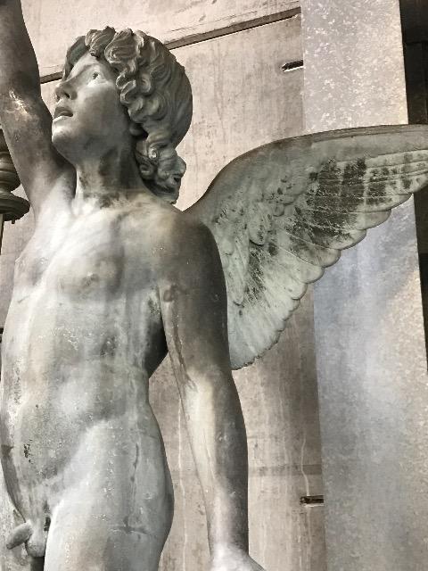 BIG ZINC NAKED BOY STATUE 