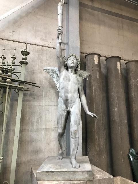 BIG ZINC NAKED BOY STATUE 