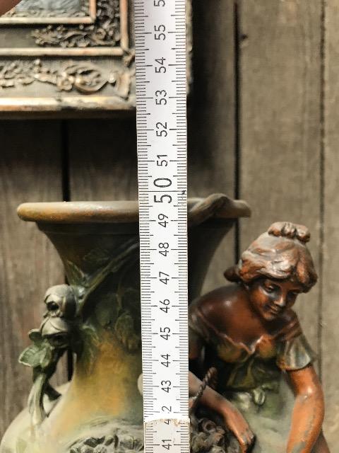 Marble clock with spelter figure 