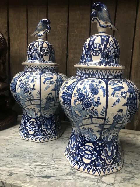 Pair blue porcelain vases