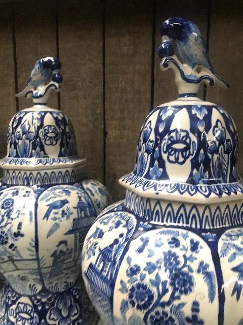 Pair blue porcelain vases