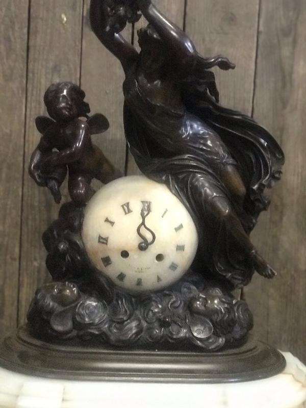 Bronze clock with marble base 
