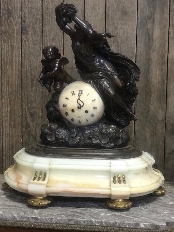Bronze clock with marble base 