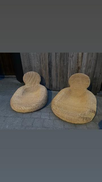 PAIR RATTAN CHAIRS 