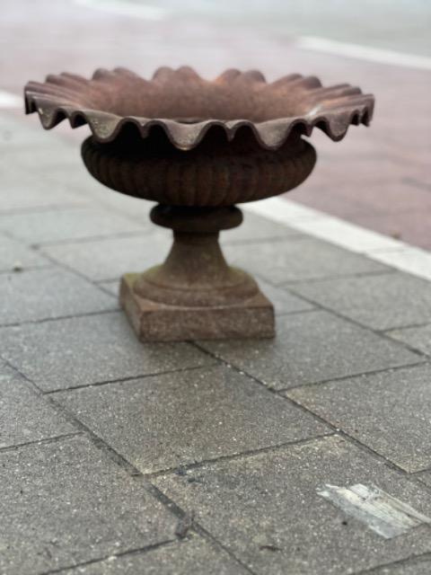 PAIR CAST IRON VASES 