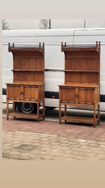 PAIR WOODEN GOTHIC CABINETS 