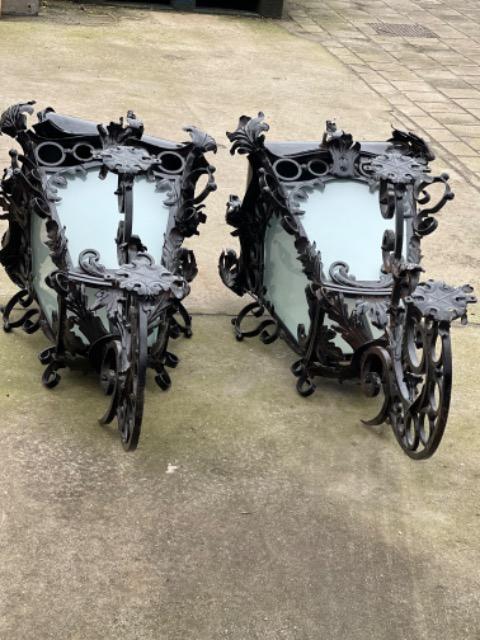 PAIR IRON LANTERNS 