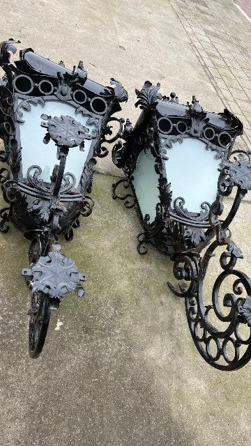 PAIR IRON LANTERNS 