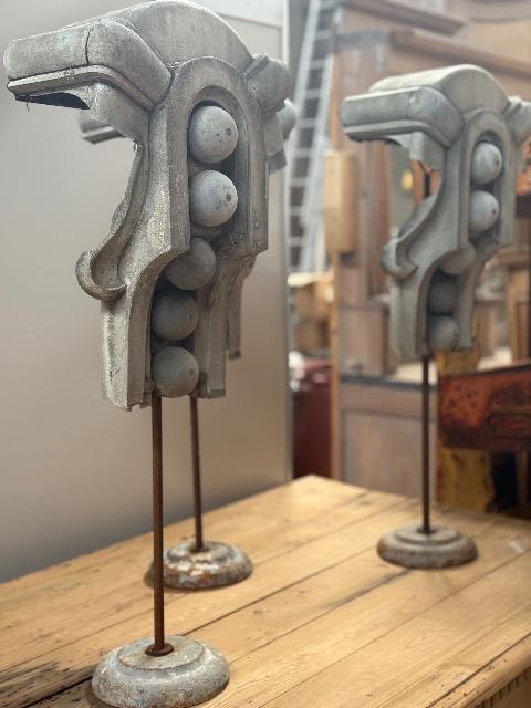 SET OF 3 ZINC ORNAMENTS 