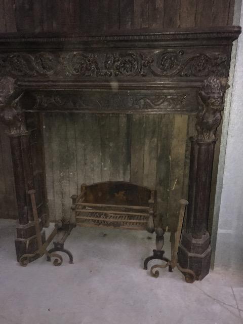WOODEN CARVED FIRE MANTLE